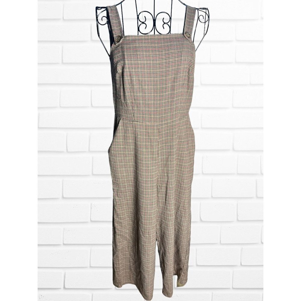 Gypsies & Moondust Women's S Overall Jumpsuit Checkered‎ Plaid Square Neck